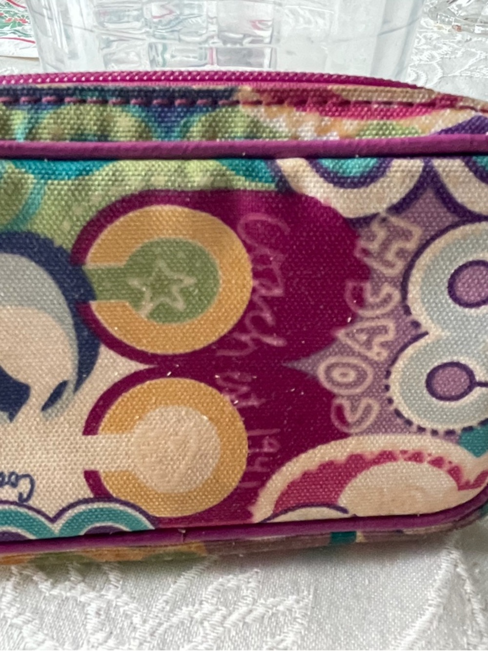 Multicolor Patterned Canvas Women's Clutch Bag
